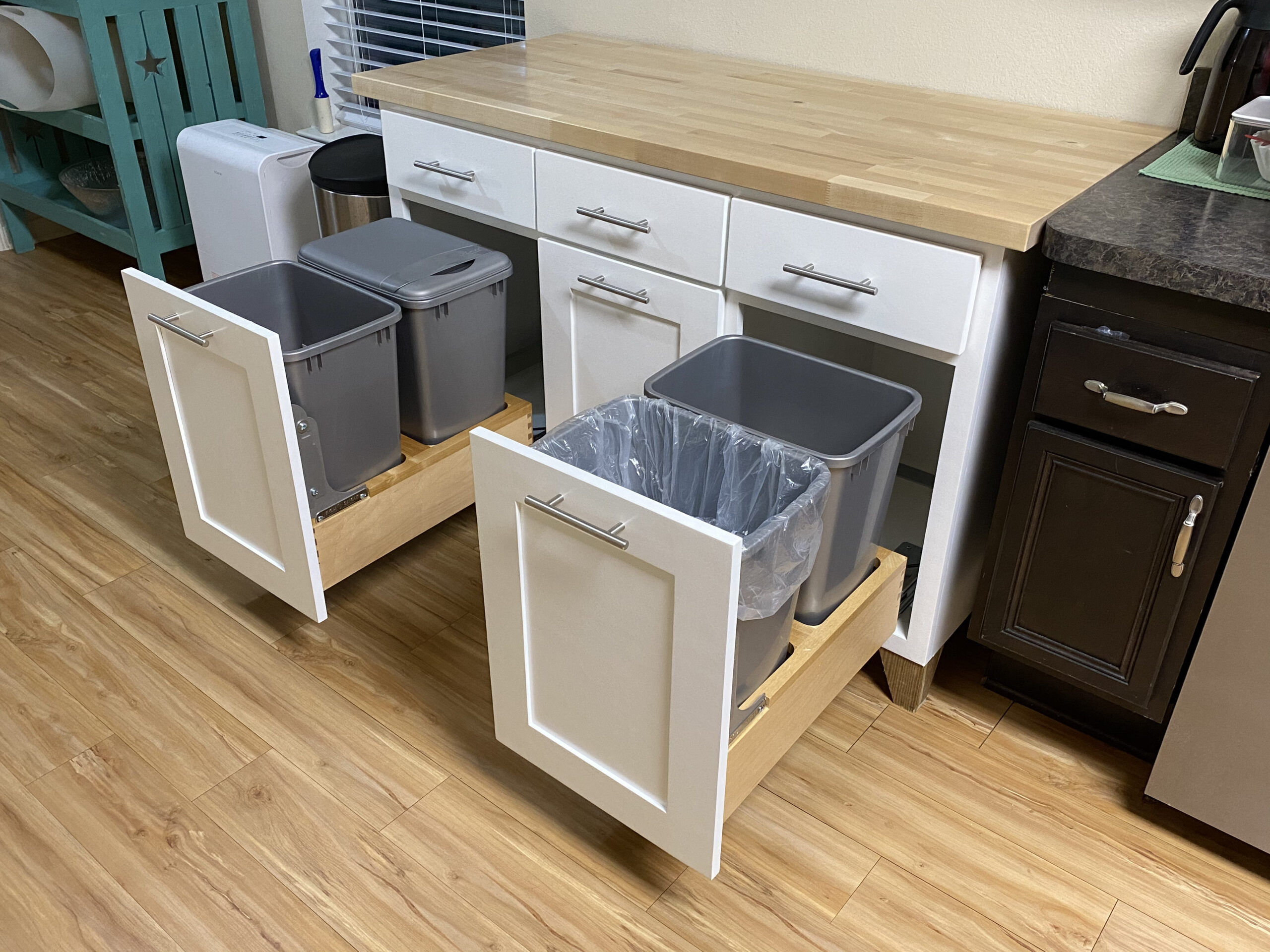 double trash can drawer kitchen recycle