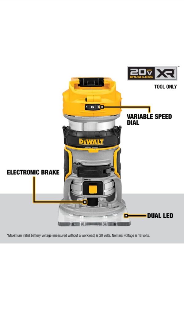 DEWALT 20V Max XR Cordless Router, Brushless, Tool Only (DCW600B